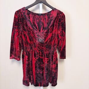 Apt 9 1X V-Neck Tunic Top Velvet Y2K Whimsigoth‎ Vampire Goth Grunge